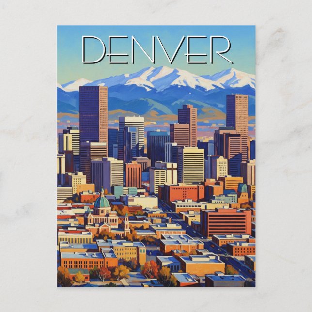 Denver Skyline Colorado Postcard (Front)