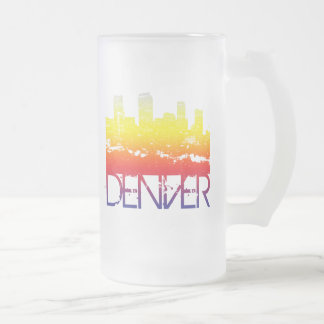 Denver Skyline Frosted Glass Beer Mug