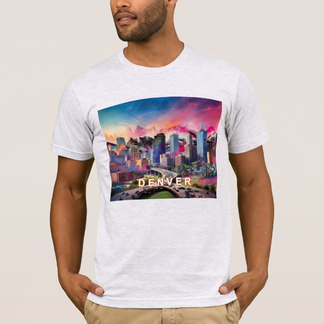Denver Skyline Graffiti Art  T-Shirt (Front)