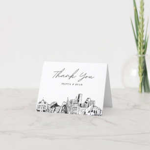 Denver Skyline Sketch Blank Thank You Card