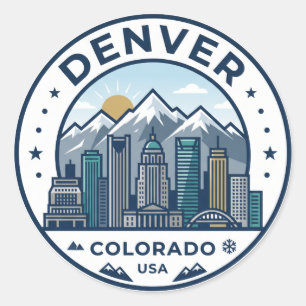 Denver Skyline USA Classic Round Sticker