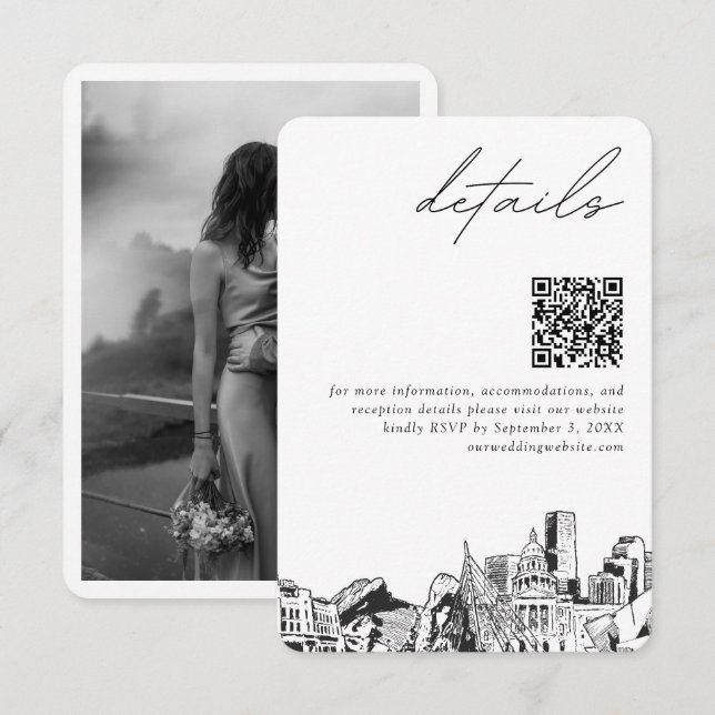 Denver Wedding Modern Details QR Code Enclosure Card (Front/Back)