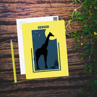 Denver Zoo Colorado Vintage Giraffe Postcard