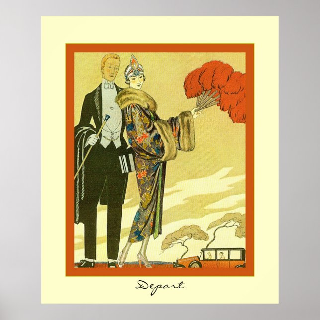 Depart ~ Vintage Art Deco Fashion Illustration ~ Poster (Front)