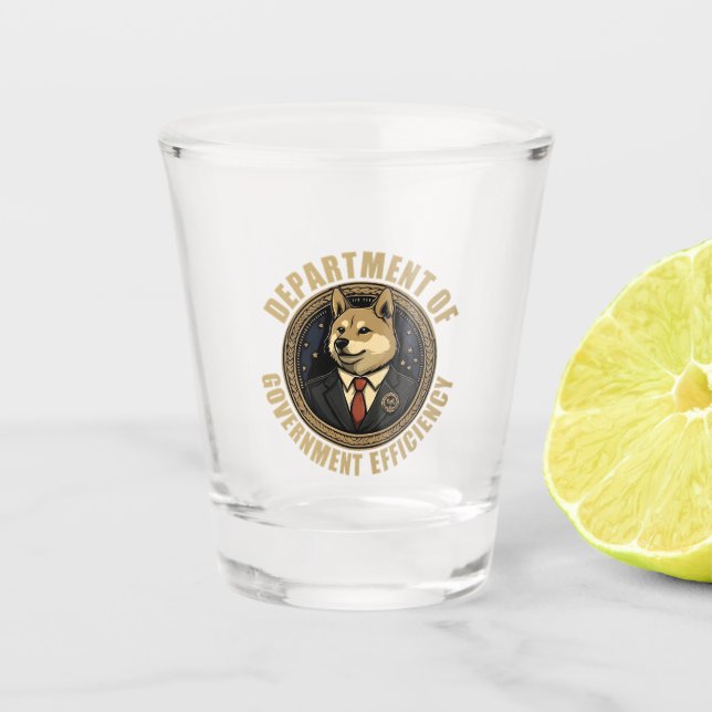 Department Of Government Efficiency Doge Dog Shot Glass (Front)