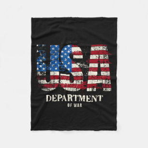 Department Of War Vintage Usa Flag Military 2025  Fleece Blanket