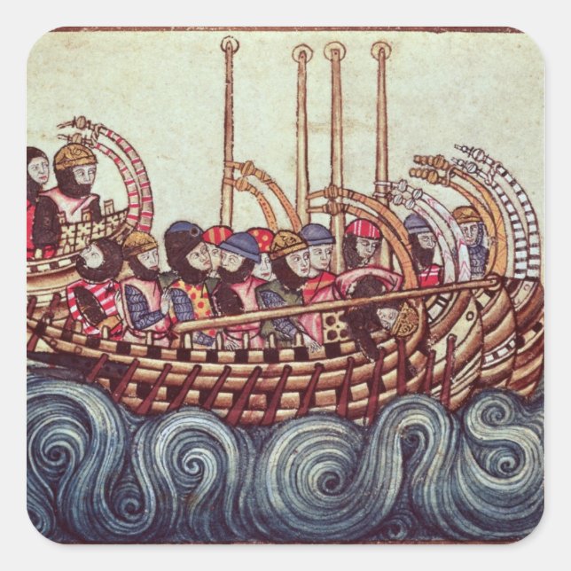 Departure of a Boat for the Crusades, Square Sticker (Front)