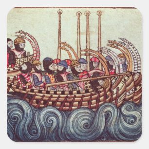 Departure of a Boat for the Crusades, Square Sticker