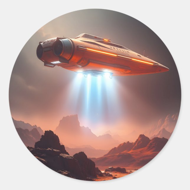 Departure Point – Sci-Fi Travel Art Classic Round  Sticker (Front)