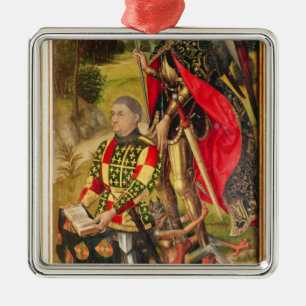Depicting donor of altarpiece, Michel de Metal Tree Decoration