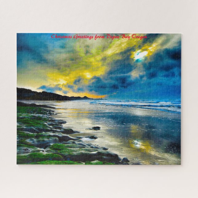 Depoe Bay Oregon. Christmas Greetings Jigsaw Puzzle (Horizontal)