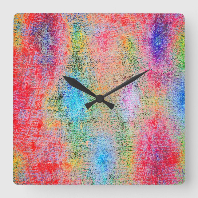 Depredation of colours square wall clock (Front)