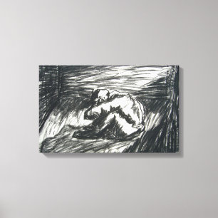 Depression Alone in a Dark Room charcoal drawing Canvas Print