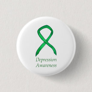 Depression Awareness Custom Green Ribbon Pin