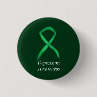 Depression Awareness Custom Green Ribbon Pin
