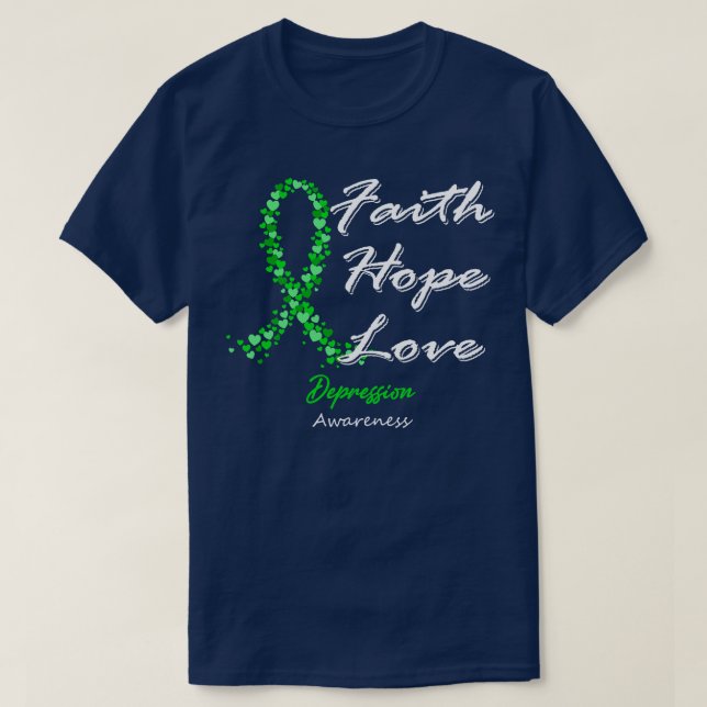 Depression Awareness Faith Hope Love In This Famil T-Shirt (Design Front)