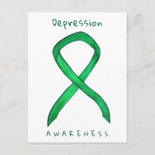 Depression Awareness Green Ribbon Custom Postcards