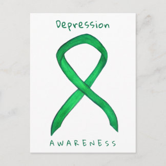 Depression Awareness Green Ribbon Custom Postcards
