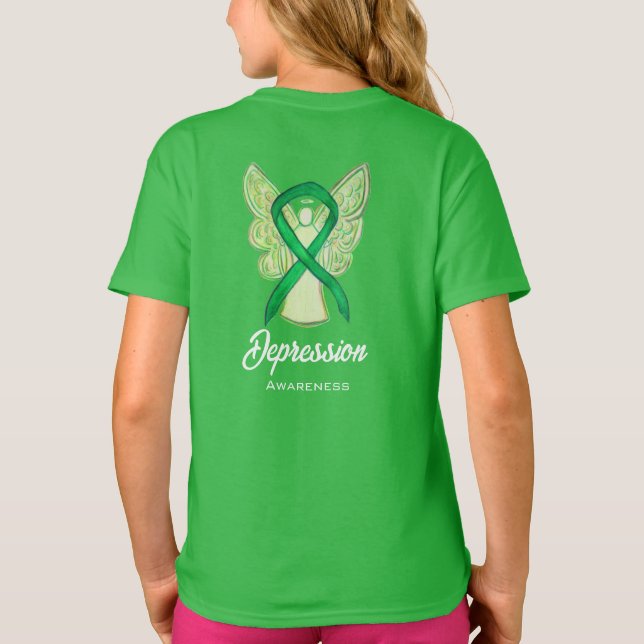 Depression Awareness Ribbon Angel Art Custom Shirt (Back)