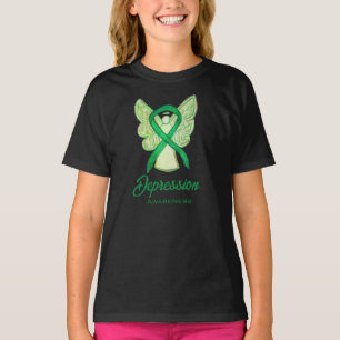 Depression Awareness Ribbon Angel Art T-Shirt