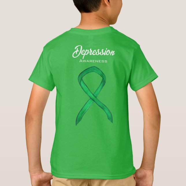 Depression Awareness Ribbon Custom Art TShirt (Back)