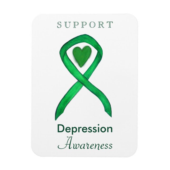 Depression Awareness Ribbon Heart Art Magnet (Vertical)