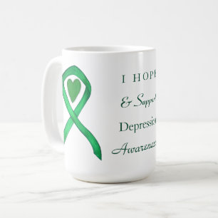 Depression Awareness Ribbon Heart Coffee Cup Mugs