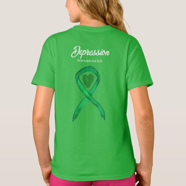Depression Awareness Ribbon Heart Custom Art Shirt (Back)