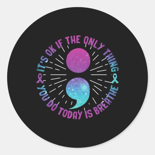 Depression Awareness Suicide Prevention 2  Classic Round Sticker (Front)