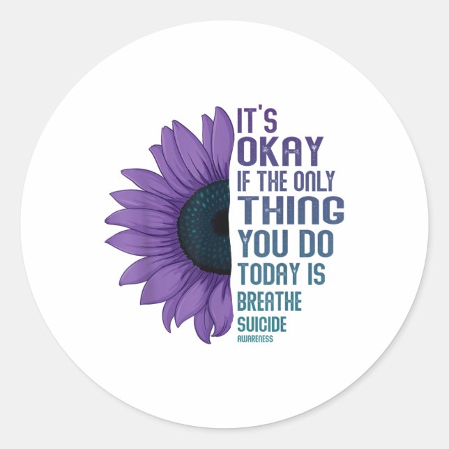 Depression Awareness Suicide Prevention  Classic Round Sticker (Front)