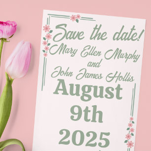 Depression-Era Faded Flowers Save-the-Date Postcard