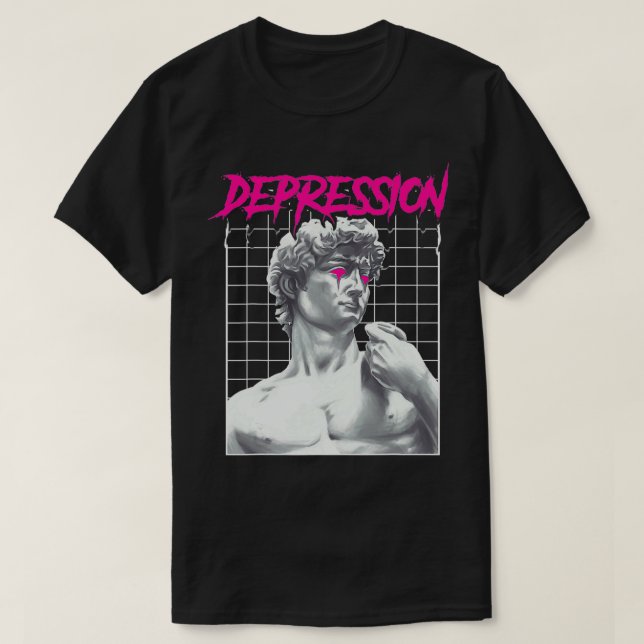 Depression Greek Statue Grunge Aesthetic Emo Vapor T-Shirt (Design Front)