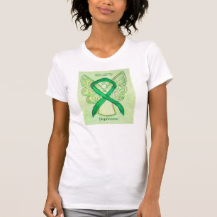 Depression Green Awareness Ribbon Angel Shirt