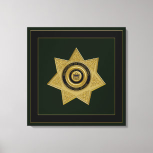Dept of Corrections,Officer Badge Canvas Grn-Black Print