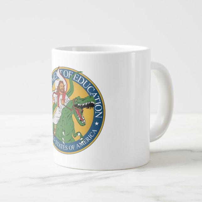 Dept. of Education - Jesus on a T-Rex Large Coffee Mug (Front Right)