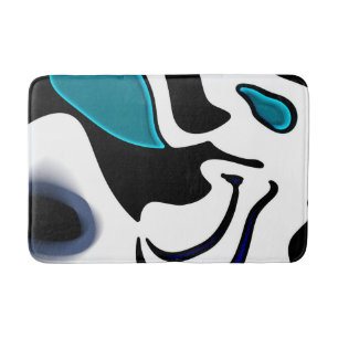 Depth Charge: Abstract Black, White & Blue Bath Mat