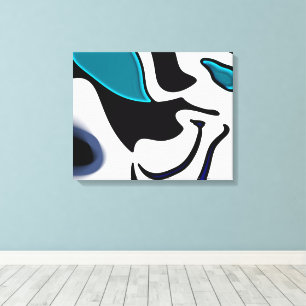 Depth Charge: Abstract Black, White & Blue Canvas Print