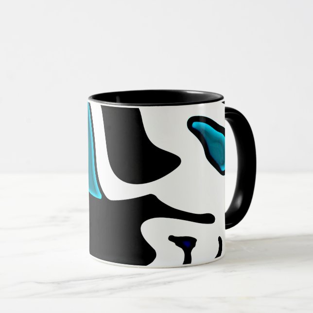 Depth Charge: Abstract Black, White & Blue Mug (Front Right)