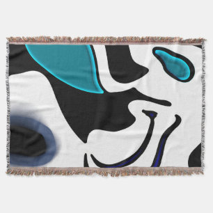 Depth Charge: Abstract Black, White & Blue Throw Blanket