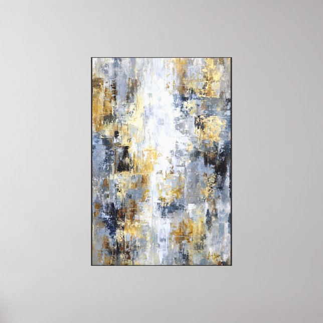 Depth & Drift: Blue Gold Abstract Canvas Print (Front)