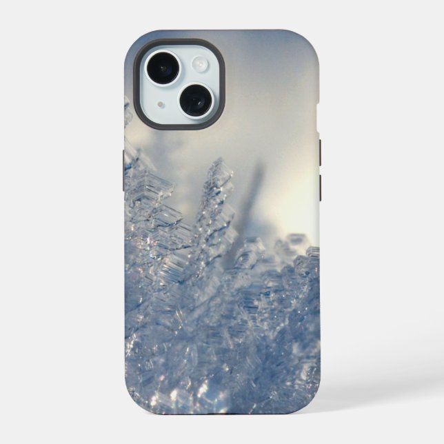 Depth of Field Photography of Ice Shards iPhone 15 Case (Back)