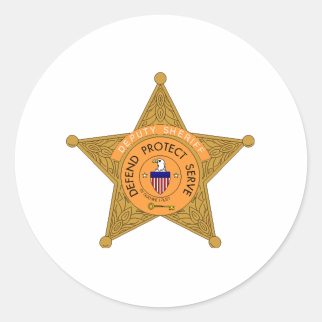 Deputy Sheriff Badge Classic Round Sticker (Front)