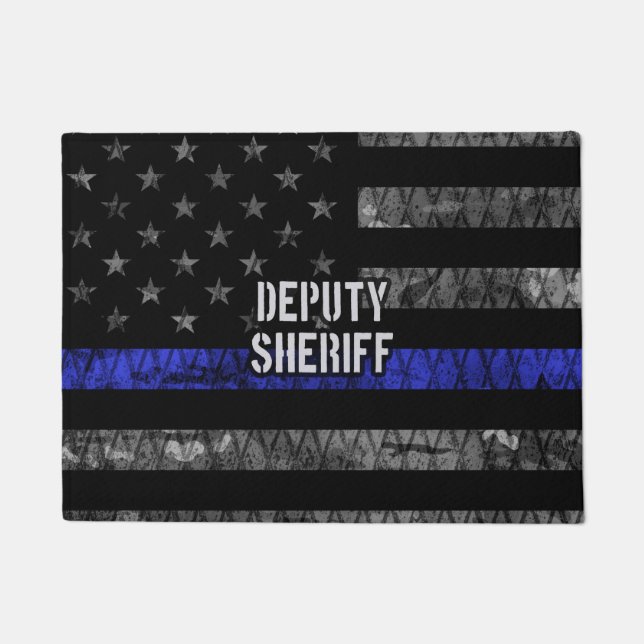 Deputy Sheriff Distressed Flag Doormat (Front)