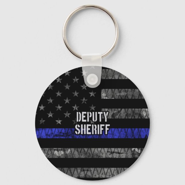 Deputy Sheriff Distressed Flag Key Ring (Front)