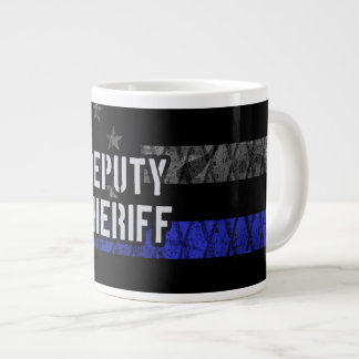 Deputy Sheriff Distressed Flag Large Coffee Mug