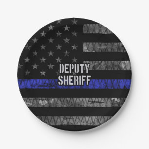 Deputy Sheriff Distressed Flag Paper Plate