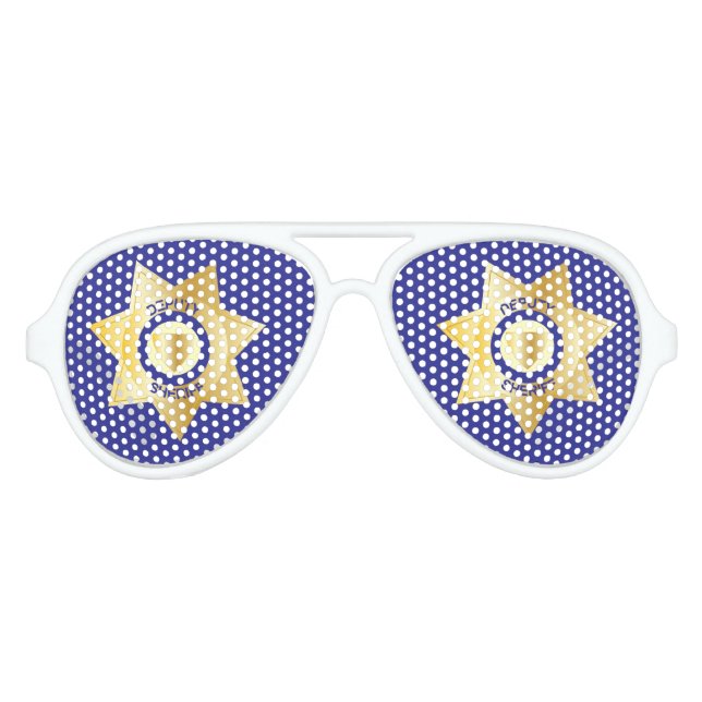 Deputy Sheriff Gold Badge Law Enforcement Party Aviator Sunglasses (Front)