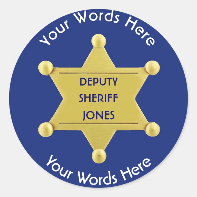 Deputy Sheriff Gold Star Badge Custom Sticker (Front)