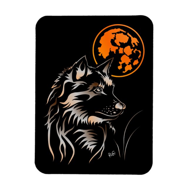 Der träumende junge Wolf Premium Flexi Magnet (Vertical)