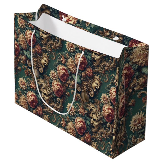 Deranged Decadence – Gothic Victorian Floral  Large Gift Bag (Front Angled)